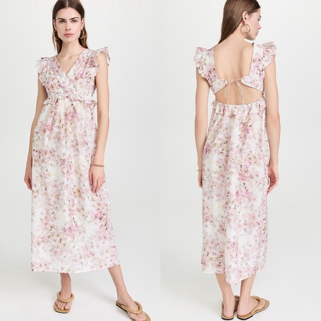 New Nwt Munthe Hives Open Back Floral Printed Maxi Dress